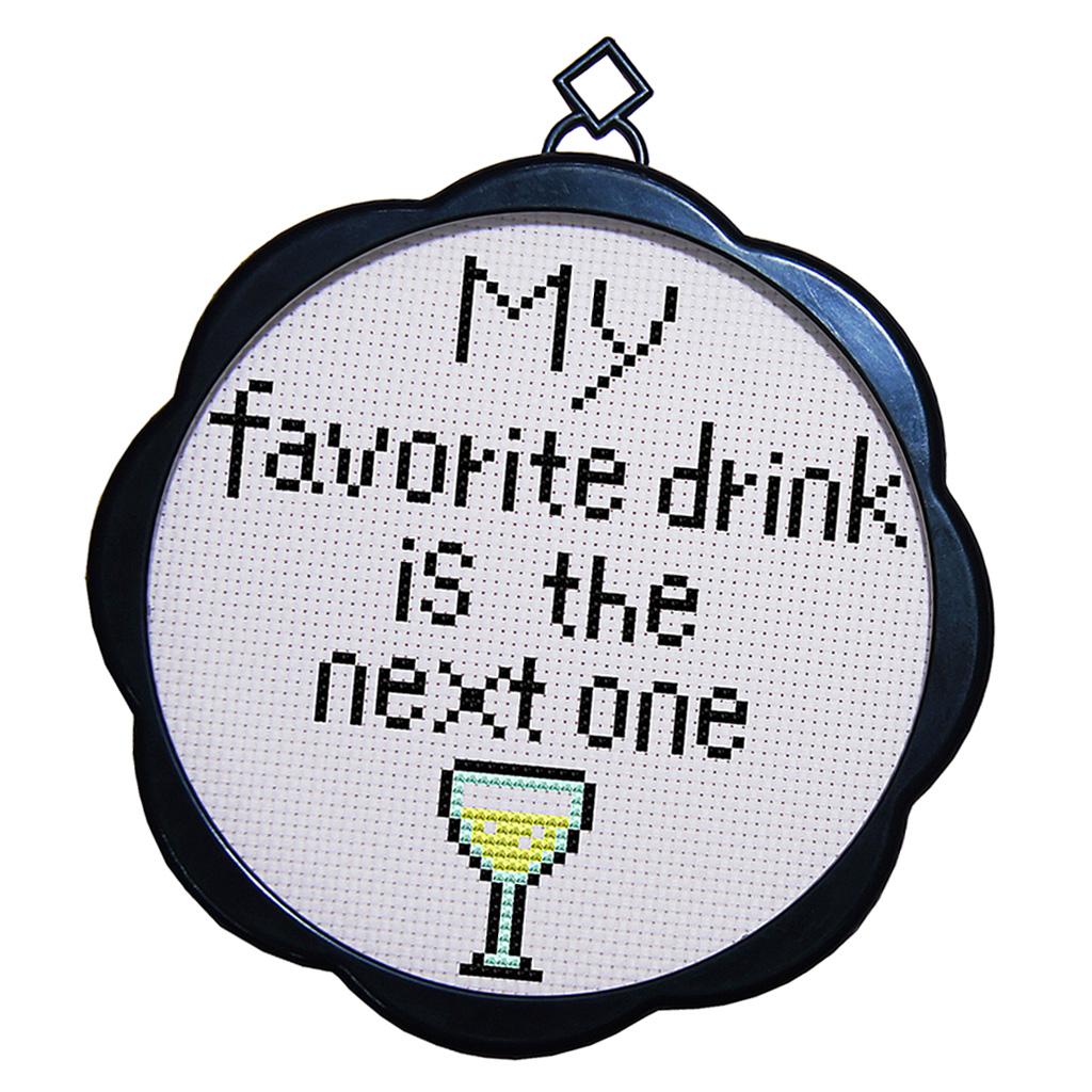 Funny Quote Stamped Cross Stitch Embroidery Kits with Frame 11CT 17x17cm 1