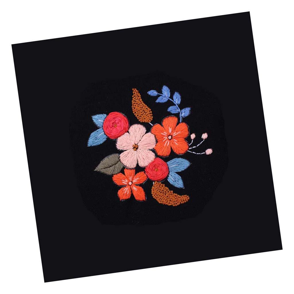Embroidery Starter Kit with Pattern Flower Design DIY Needlework Painting