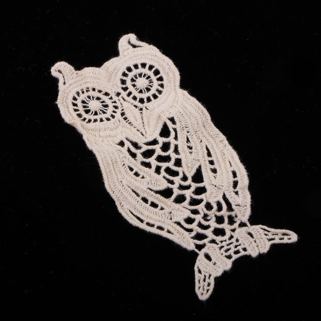 6x1 Piece Cotton Embroidered Owl Patches Appliques for Clothes Dress Bag Decor