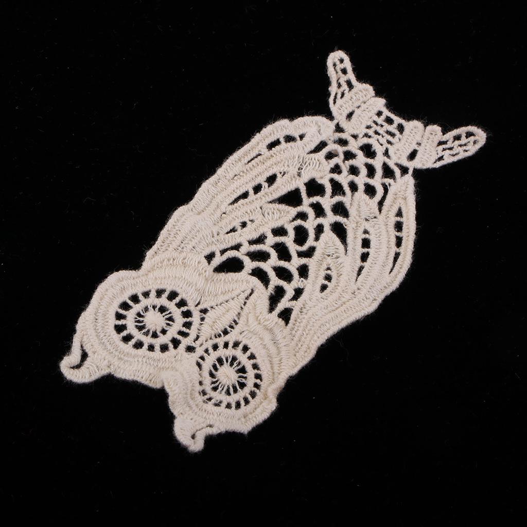 6x1 Piece Cotton Embroidered Owl Patches Appliques for Clothes Dress Bag Decor