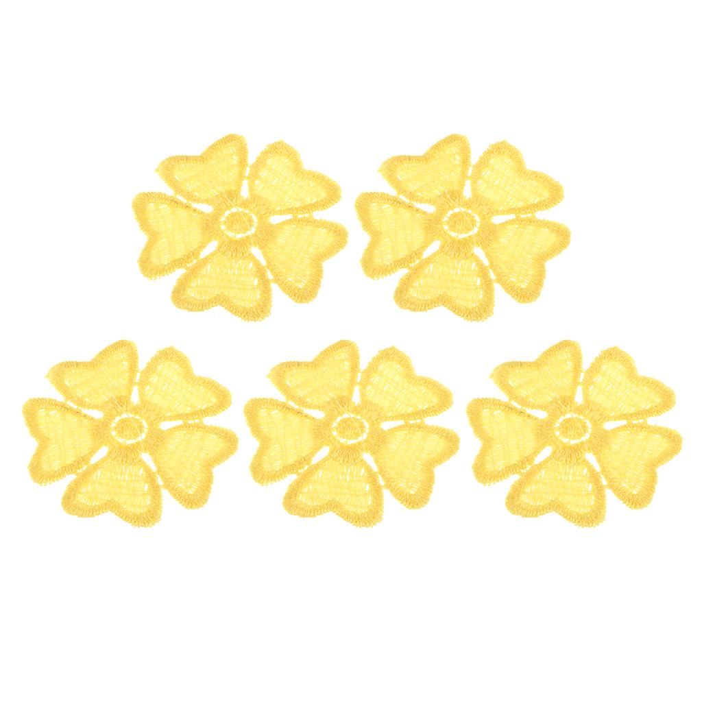 5Pcs Embroidery Flower Sew On Patch Badge Clothes Fabric Applique Yellow