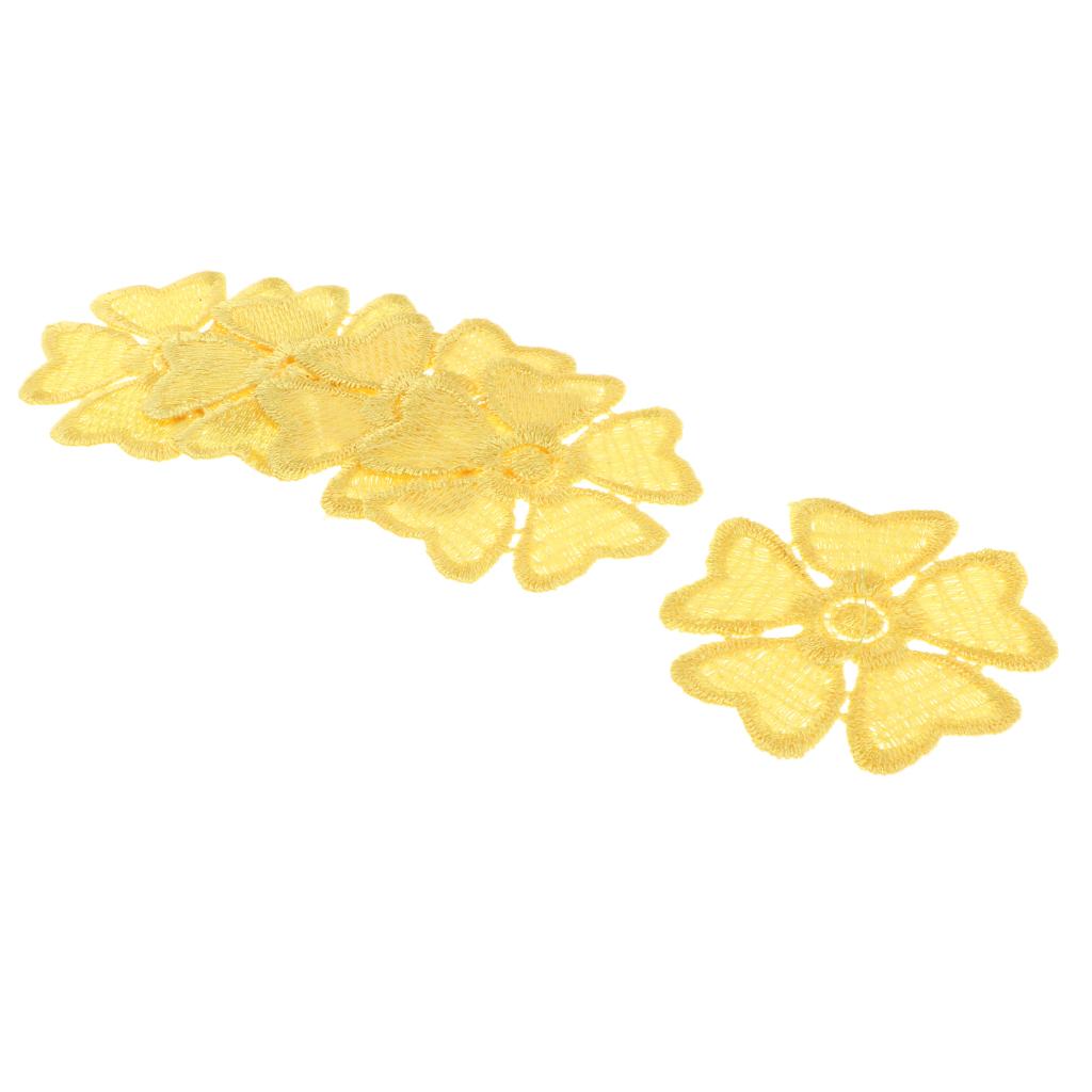 5Pcs Embroidery Flower Sew On Patch Badge Clothes Fabric Applique Yellow
