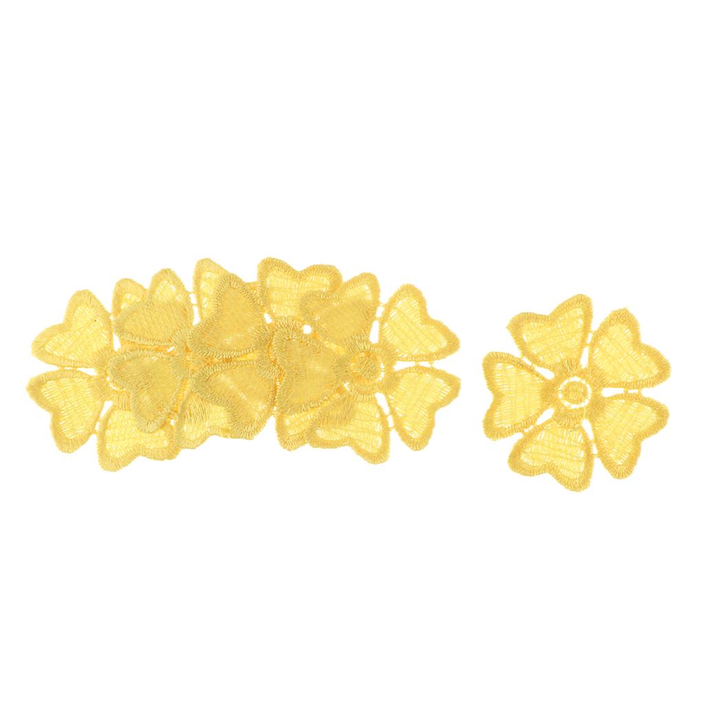 5Pcs Embroidery Flower Sew On Patch Badge Clothes Fabric Applique Yellow