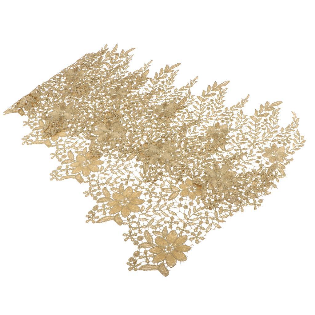 1 Yard Floral Lace Trim Ribbon Flower Embroidery Wedding Trim Sewing Gold
