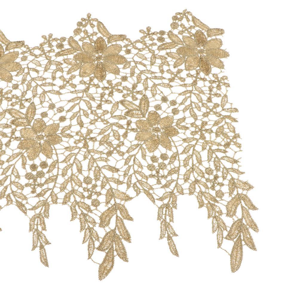 1 Yard Floral Lace Trim Ribbon Flower Embroidery Wedding Trim Sewing Gold