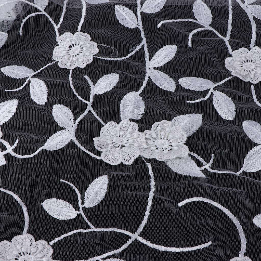 Mesh Embroidery Lace Trim Flower Lace Trim Applique for Wedding Dress White