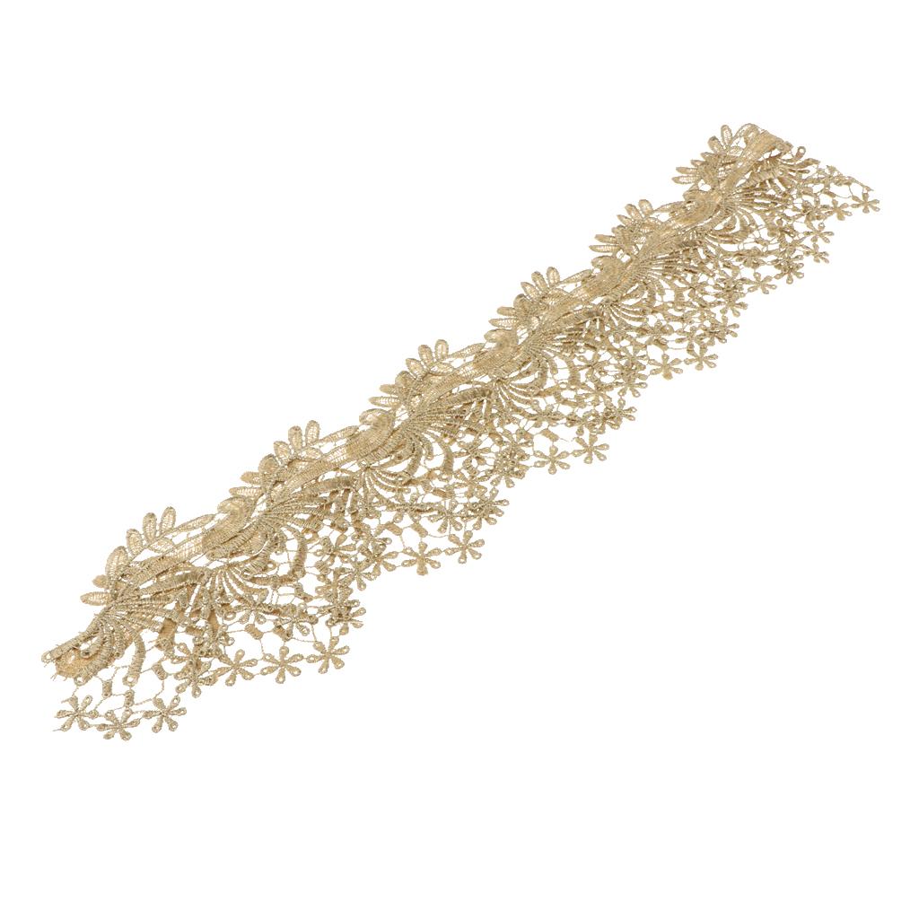 1 Yard Floral Embroidered Metallic Lace Trims for DIY Dress Bags Decor JB22