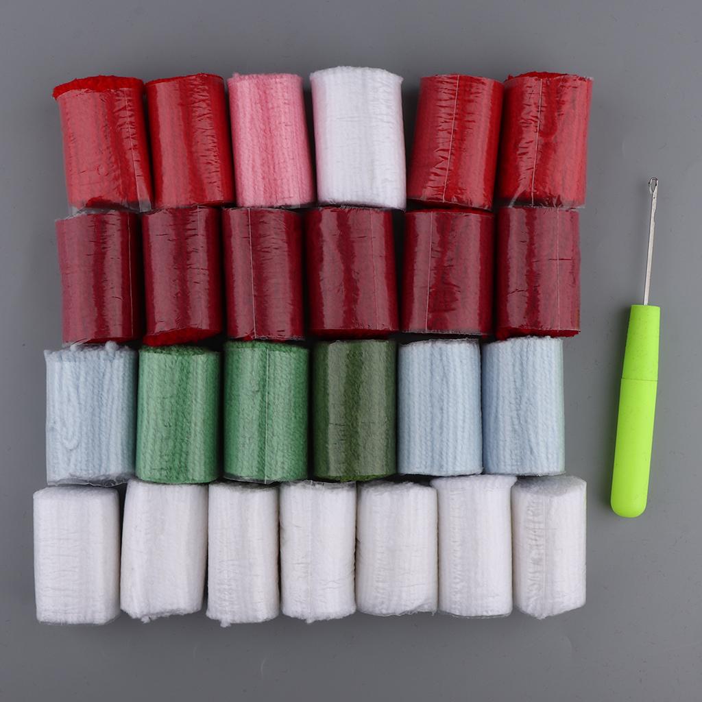Red Rose Flower Latch Hook Kit for DIY Pillow Cover Sofa Cushion Cover