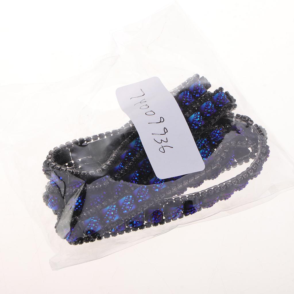 1 Yard 10mm Rhinestone Applique Iron on Trim Wedding Belt Sash Dress Blue