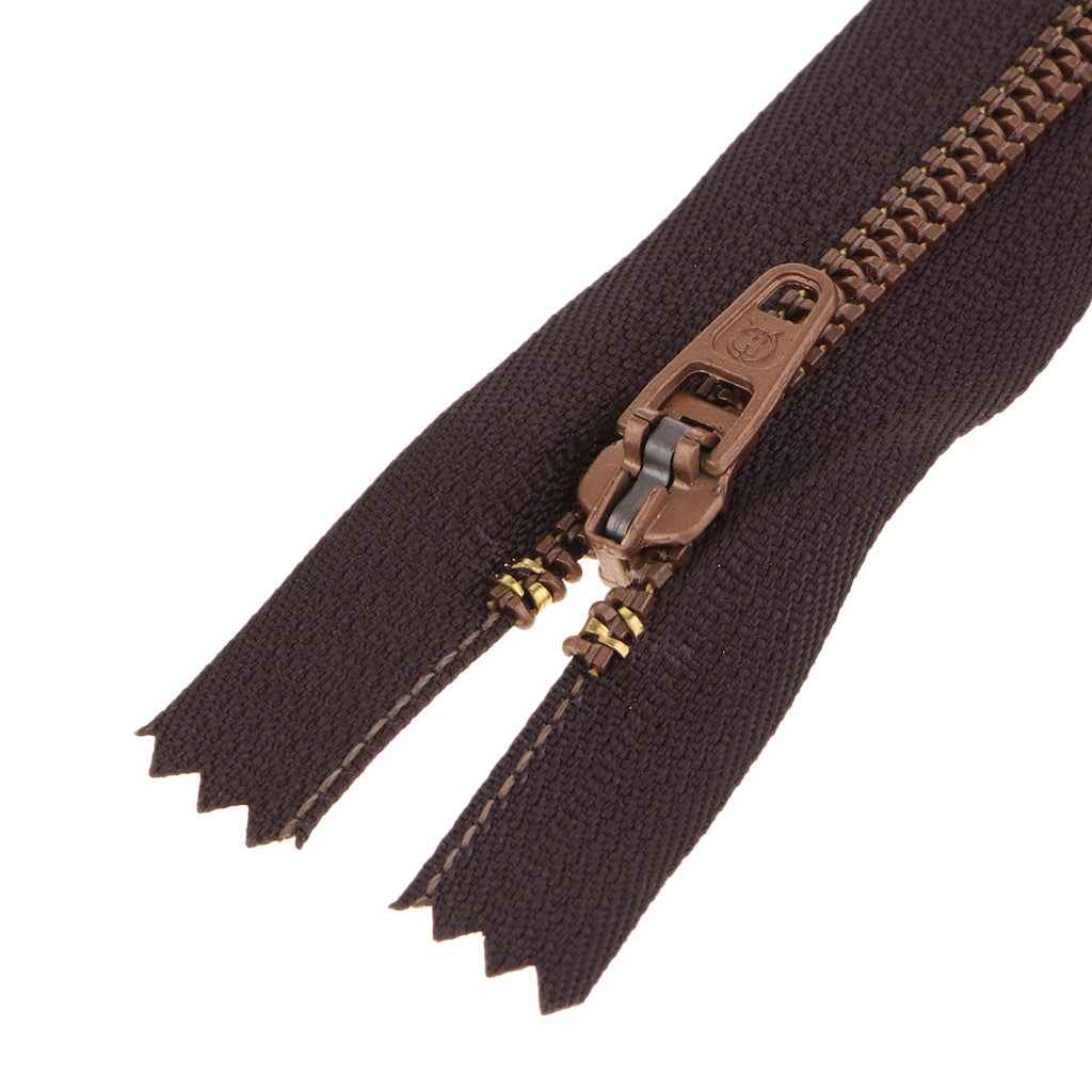 10 Pieces Resin Coil Zipper Closed End Zipper for Sewing Supplies Brown