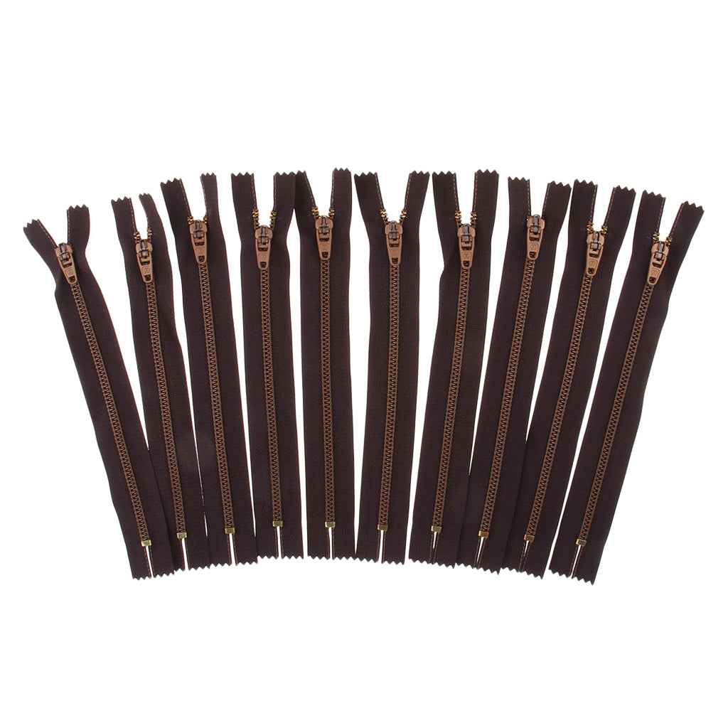 10 Pieces Resin Coil Zipper Closed End Zipper for Sewing Supplies Brown