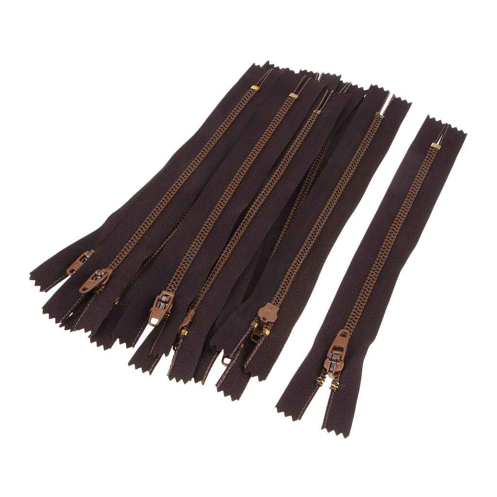 10 Pieces Resin Coil Zipper Closed End Zipper for Sewing Supplies Brown