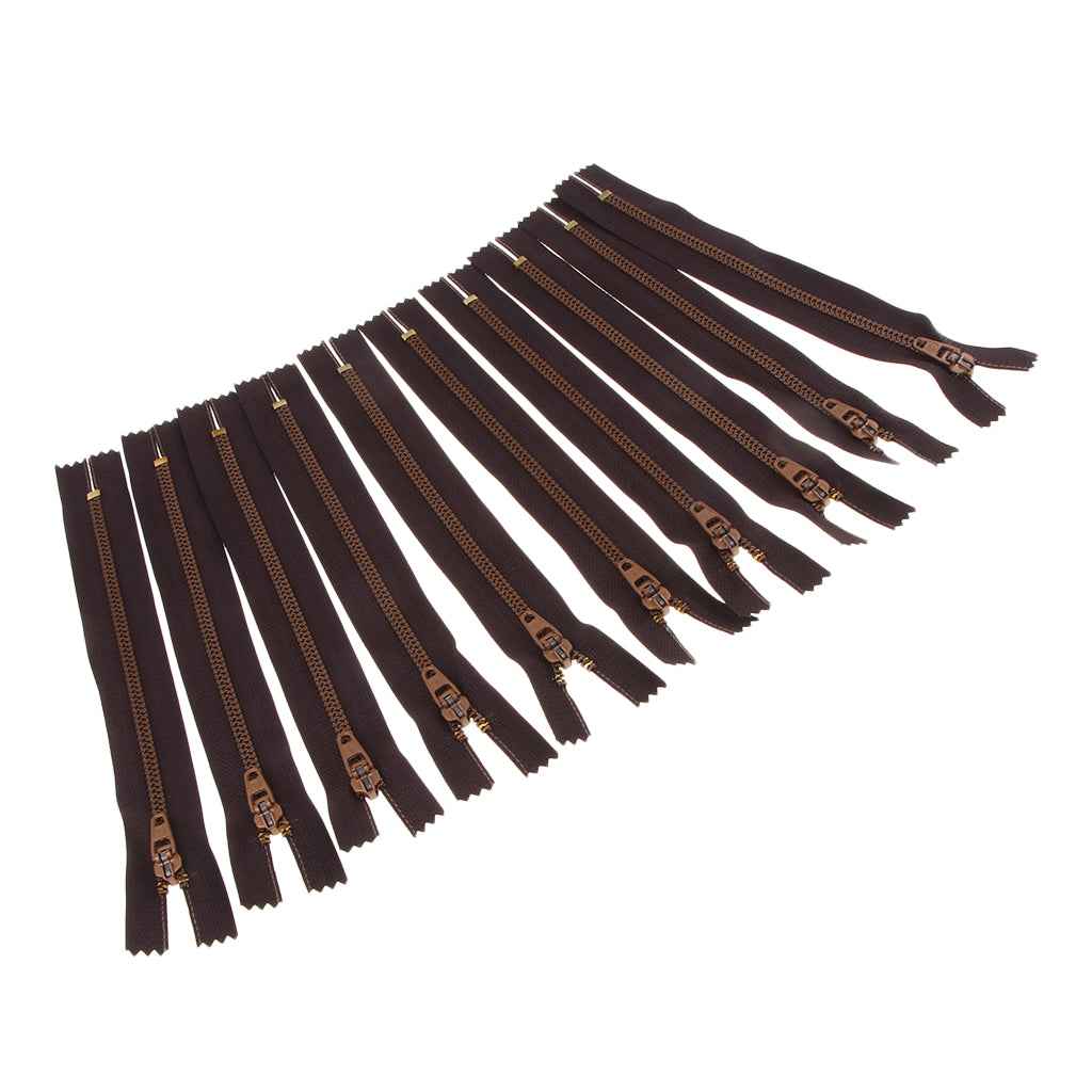 10 Pieces Resin Coil Zipper Closed End Zipper for Sewing Supplies Brown
