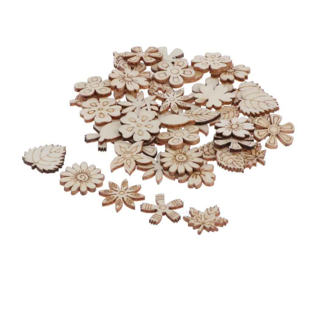 50 Pieces Unfinished Wooden Chips Pendants Ornaments DIY Home Decoration