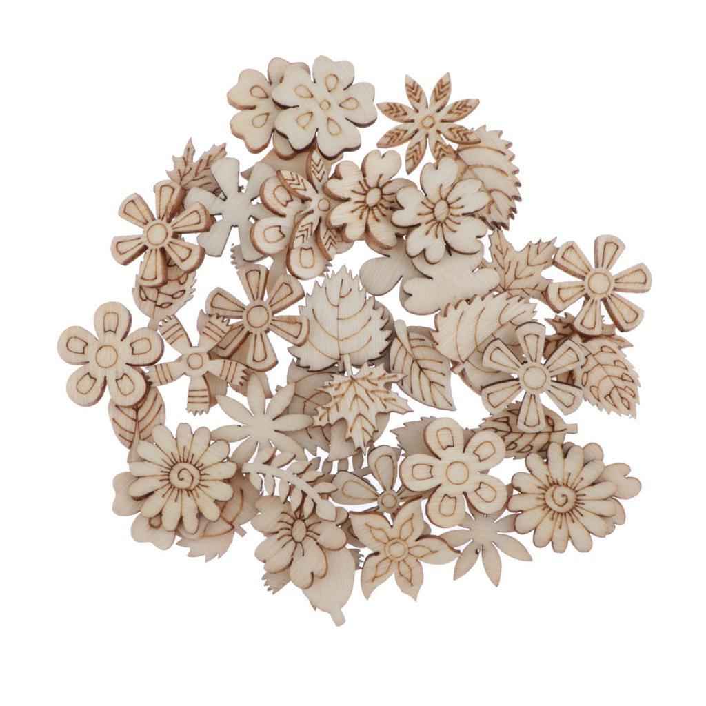 50 Pieces Unfinished Wooden Chips Pendants Ornaments DIY Home Decoration