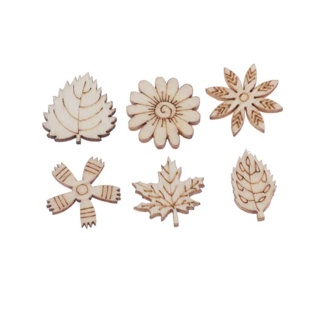 50 Pieces Unfinished Wooden Chips Pendants Ornaments DIY Home Decoration