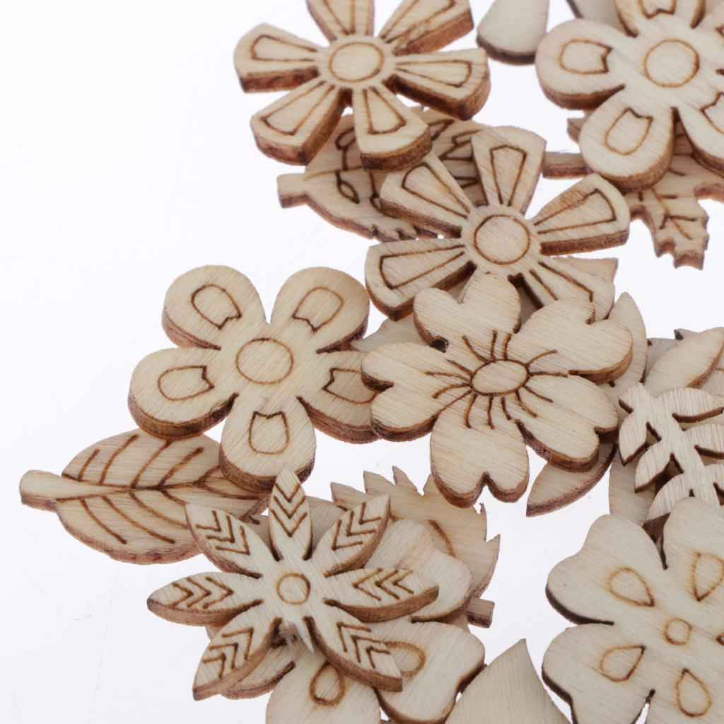 50 Pieces Unfinished Wooden Chips Pendants Ornaments DIY Home Decoration
