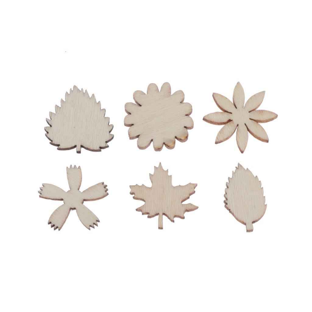50 Pieces Unfinished Wooden Chips Pendants Ornaments DIY Home Decoration
