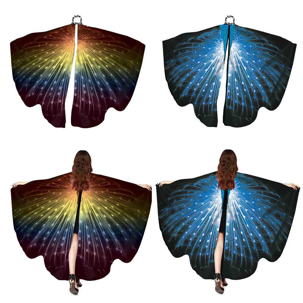 Butterfly Wings Shawl Cape Cloak Festival Fairy Party Costume Multicolor