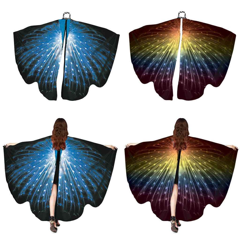 Butterfly Wings Shawl Cape Cloak Festival Fairy Party Costume Multicolor