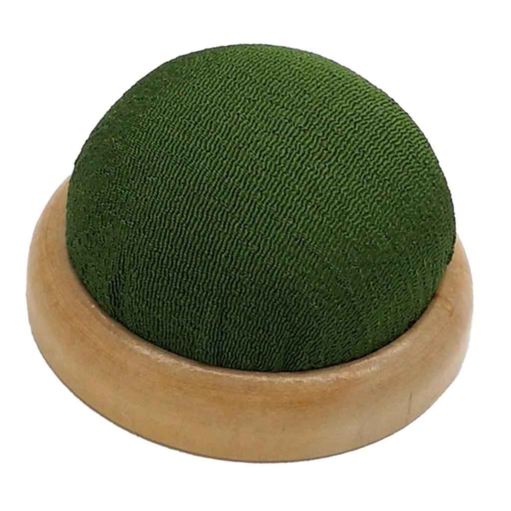Needle/Pin Cushion Needle Insertion with Wooden Base Sewing Tool Green