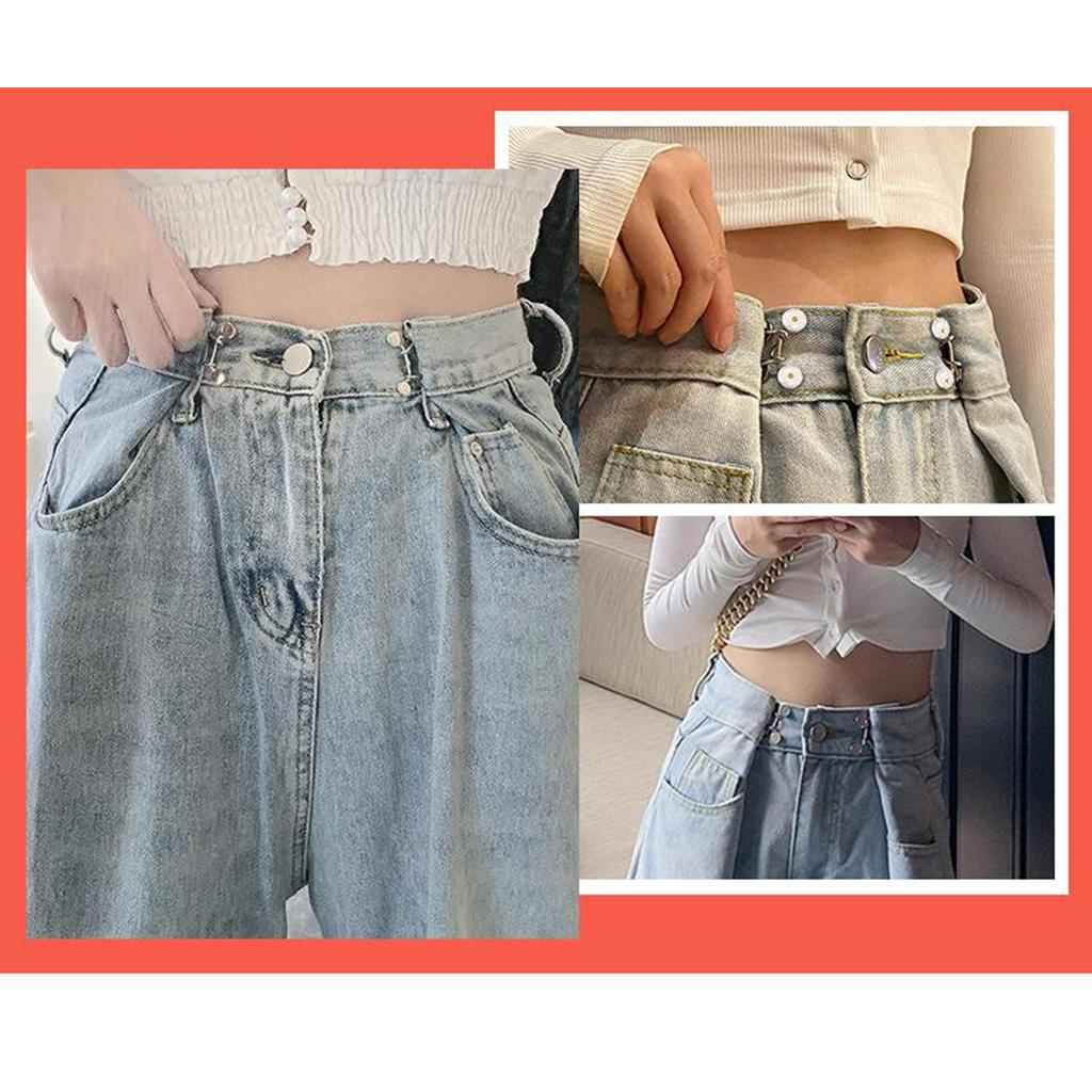 Set of 4 Waist Buckle Adjustable Snap Button Jeans Waist Detachable Gray