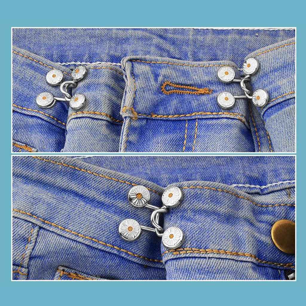 Set of 4 Waist Buckle Adjustable Snap Button Jeans Waist Detachable Gray