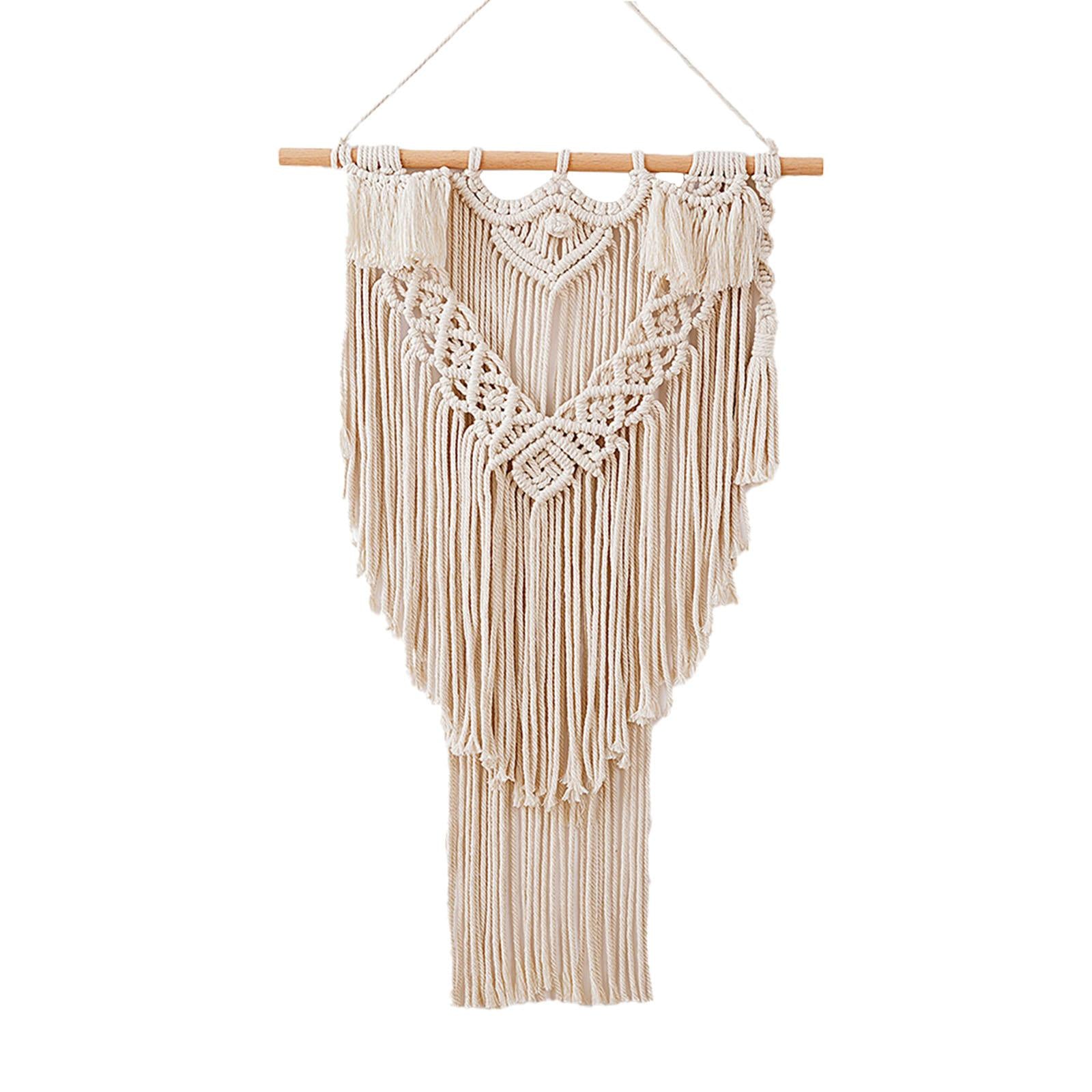 Chic Macrame Tapestry Fringe Wall Art Cotton Rope Woven for Dorm Background