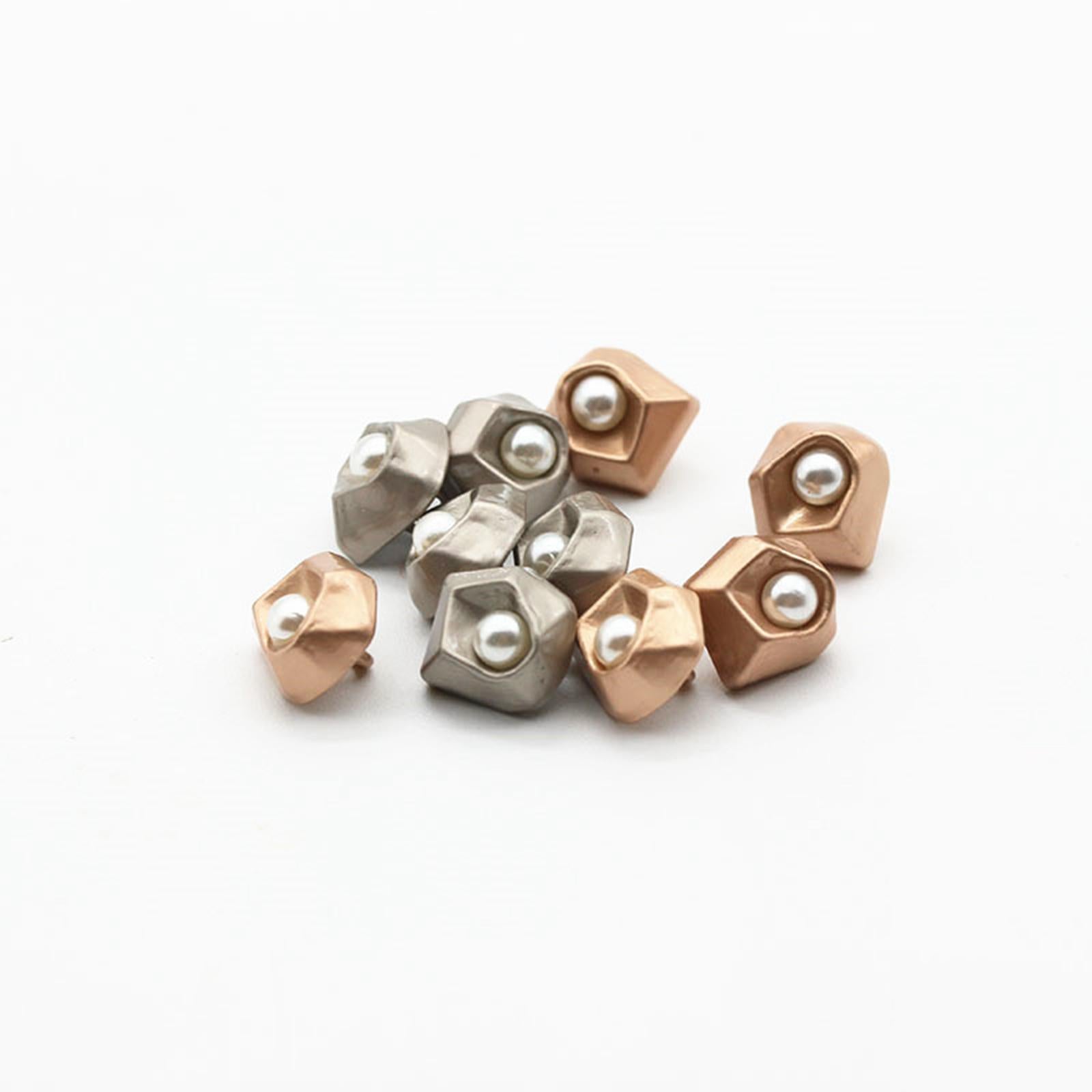 6x10Pcs Pearl Buttons Sewing Fasteners Decoration for DIY Crafting Gold