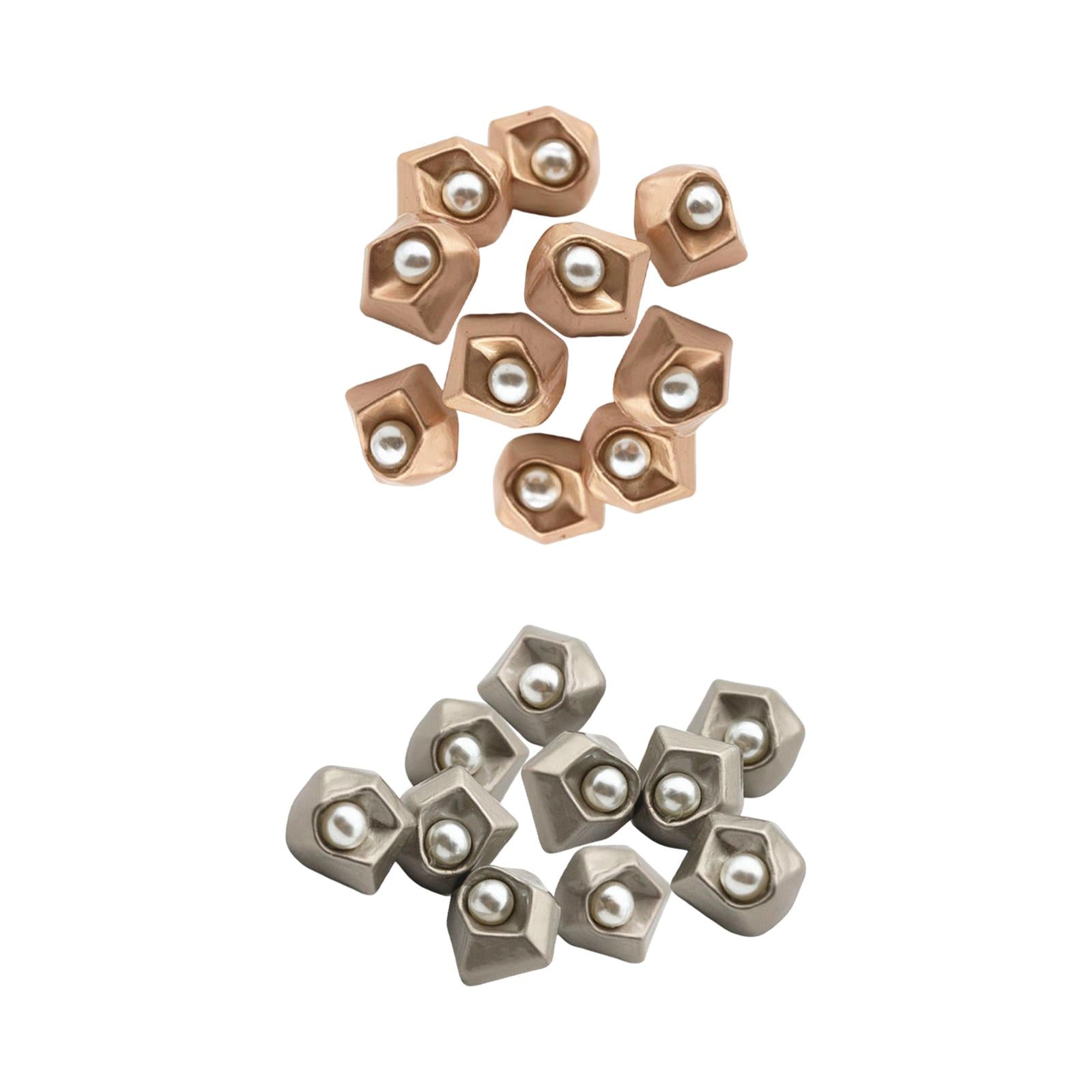5x10Pcs Pearl Buttons Sewing Fasteners Decoration for DIY Crafting Gold