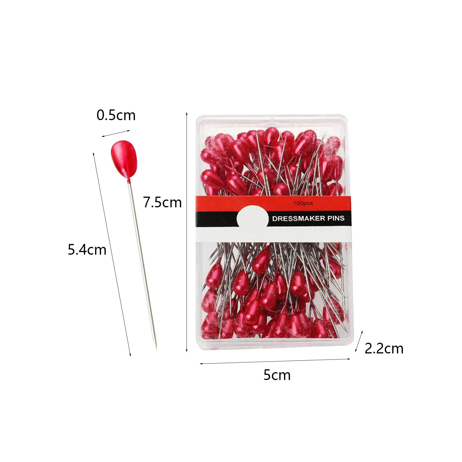 5x1500x Straight Pins Locating with Box Sewing Pins for Dressmaker DIY Project red