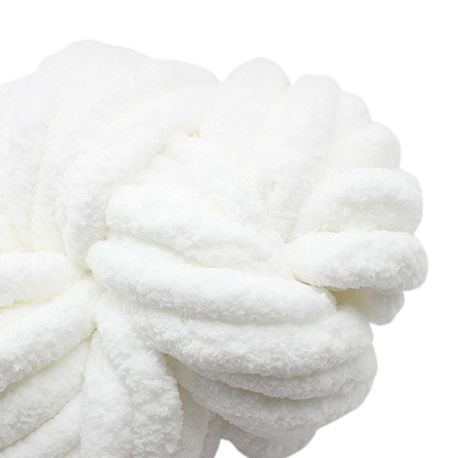 3xChunky Chenille Yarn Washable Super Bulky Yarn for Crocheting Throw Knitting Pure White