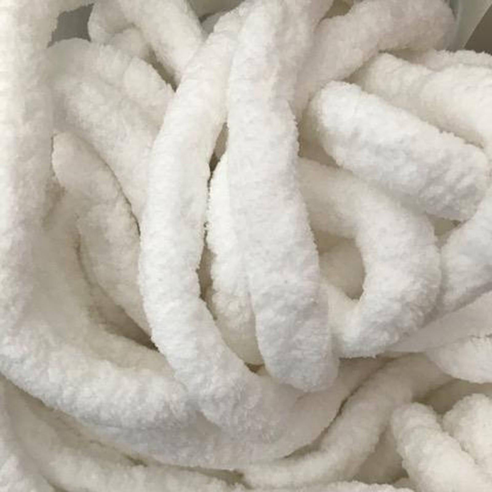 3xChunky Chenille Yarn Washable Super Bulky Yarn for Crocheting Throw Knitting Pure White