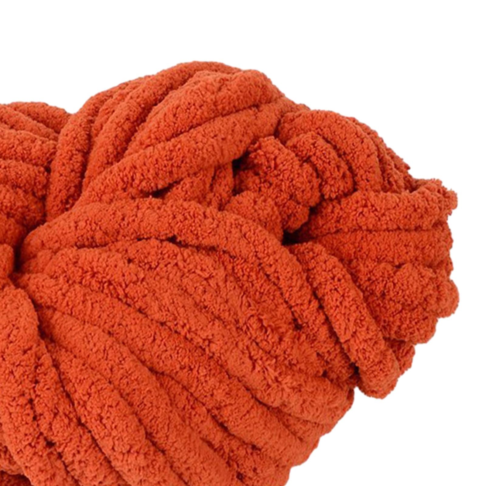 3xChunky Chenille Yarn Washable Super Bulky Yarn for Crocheting Throw Knitting Rust Red