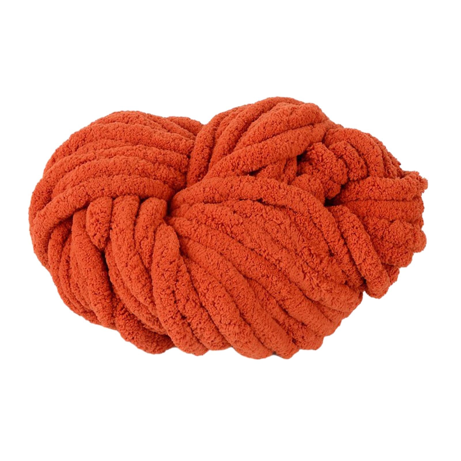 4xChunky Chenille Yarn Washable Super Bulky Yarn for Crocheting Throw Knitting Rust Red