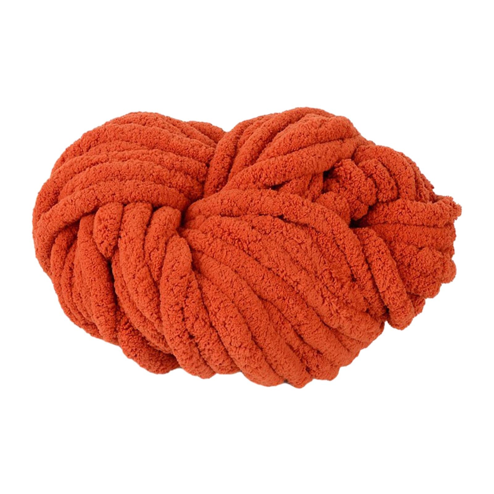 3xChunky Chenille Yarn Washable Super Bulky Yarn for Crocheting Throw Knitting Rust Red