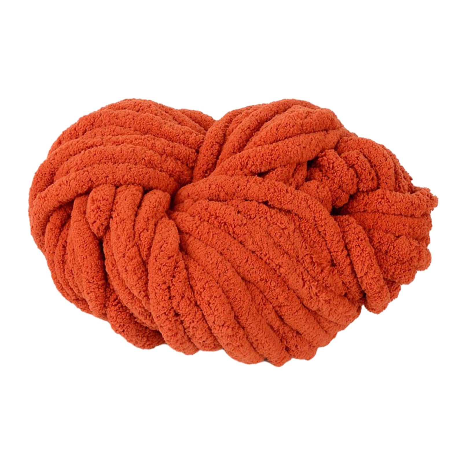 4xChunky Chenille Yarn Washable Super Bulky Yarn for Crocheting Throw Knitting Rust Red