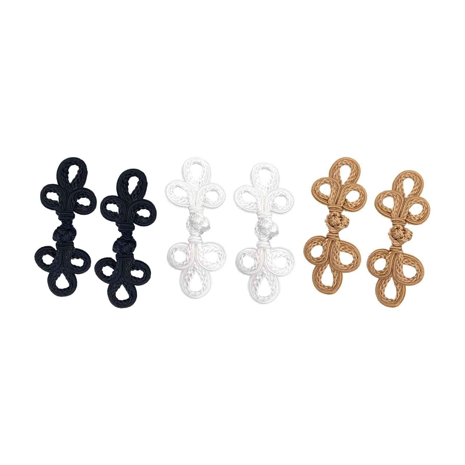 2Pcs Decorative Fashion Chinese Knot Frog Buttons for Costumes Coats Sweater Black