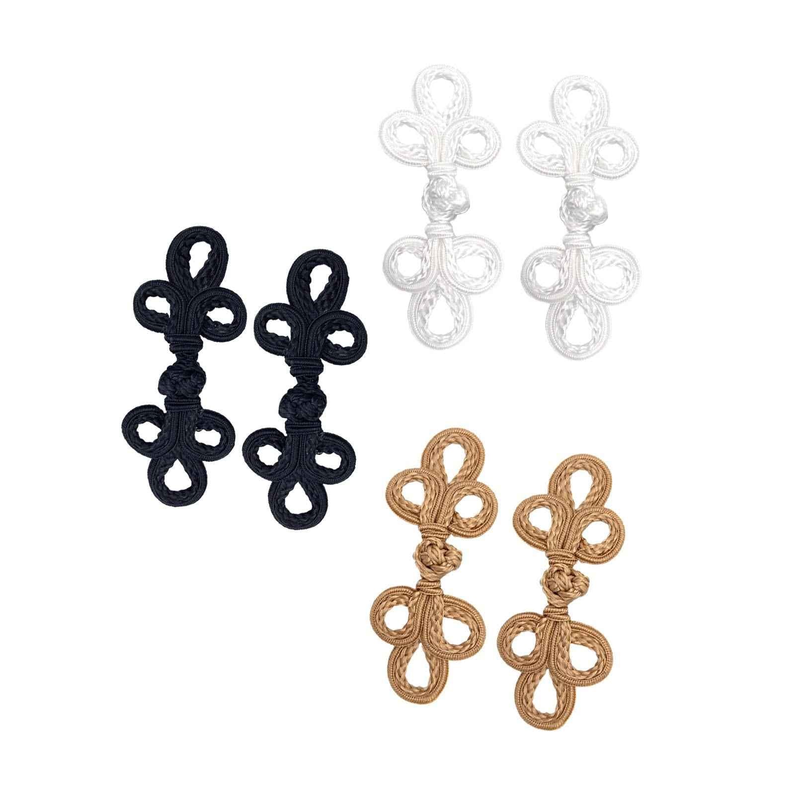 2Pcs Decorative Fashion Chinese Knot Frog Buttons for Costumes Coats Sweater Black