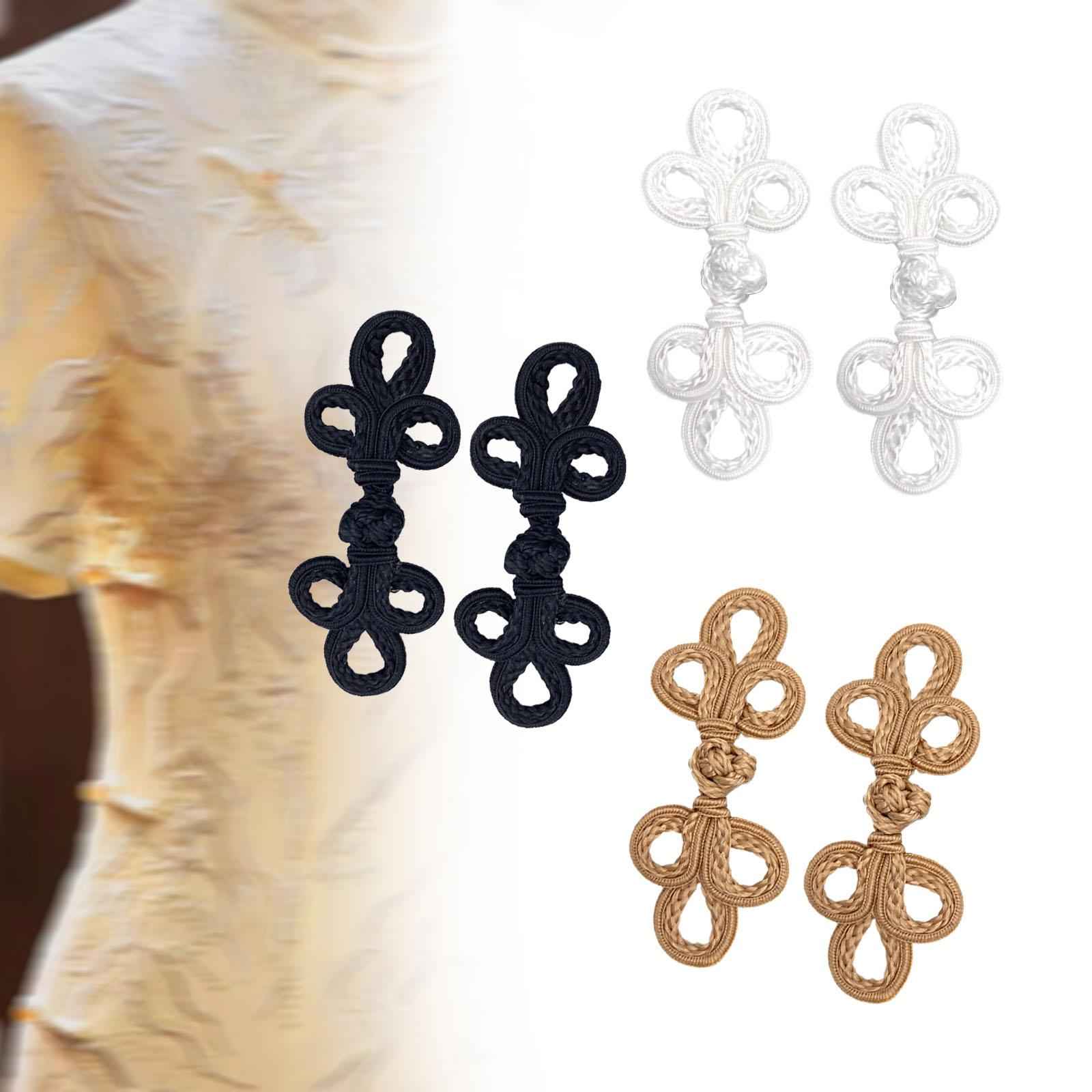 2Pcs Decorative Fashion Chinese Knot Frog Buttons for Costumes Coats Sweater Black