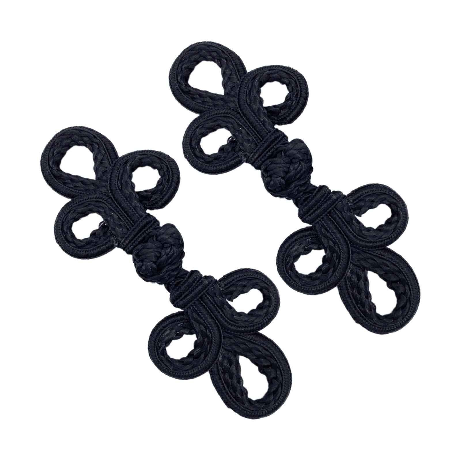 2Pcs Decorative Fashion Chinese Knot Frog Buttons for Costumes Coats Sweater Black