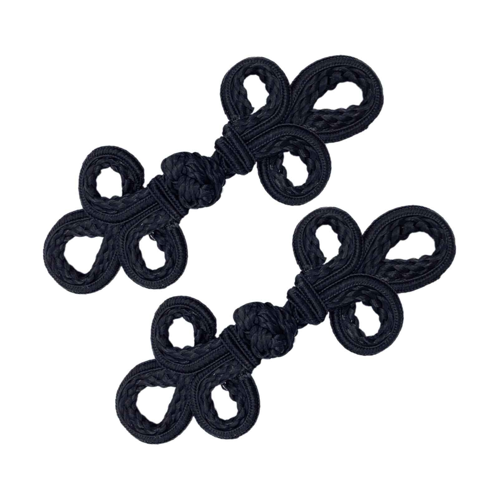 2Pcs Decorative Fashion Chinese Knot Frog Buttons for Costumes Coats Sweater Black