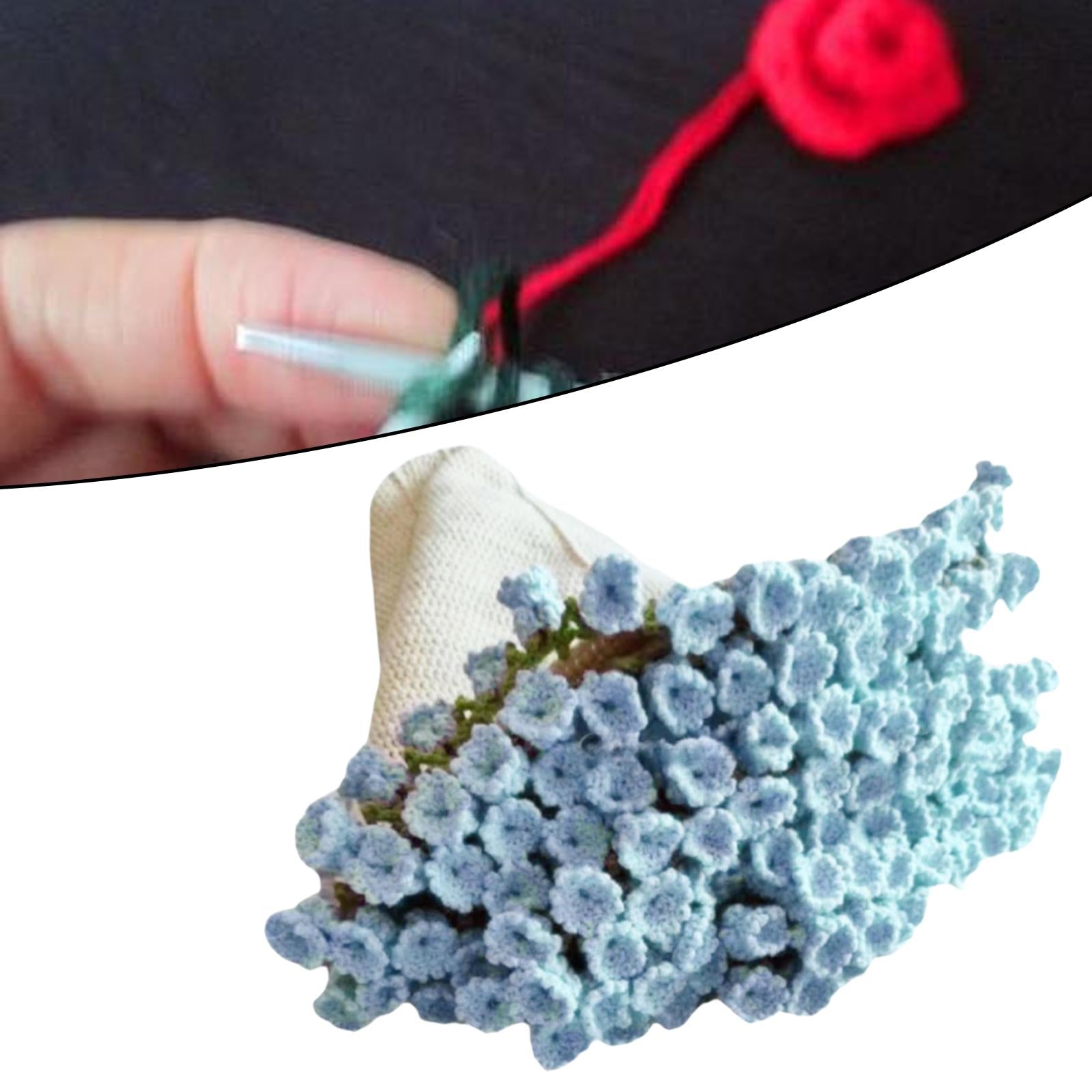 Bouquet Blanket Crocheting Kit Material Package for Starter Beginners Adults Light Blue