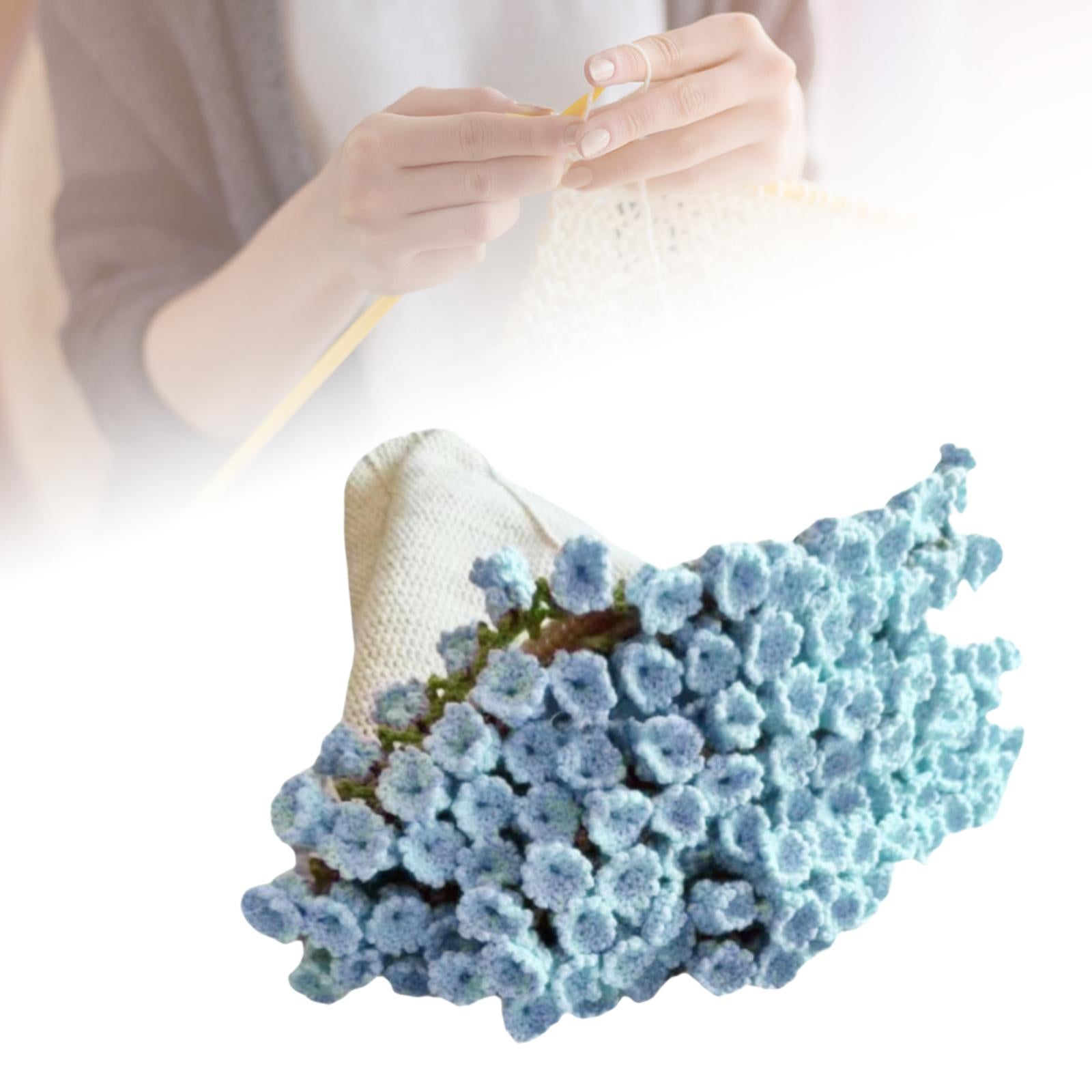 Bouquet Blanket Crocheting Kit Material Package for Starter Beginners Adults Light Blue