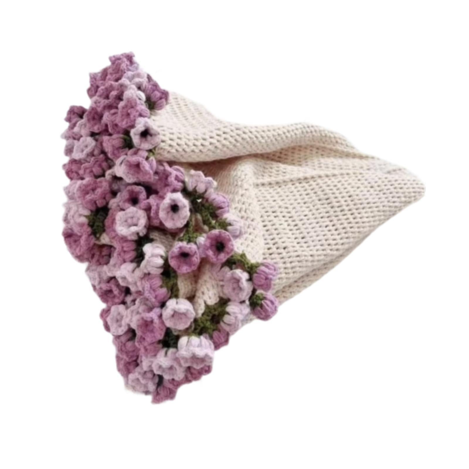 Bouquet Blanket Crocheting Kit Material Package for Starter Beginners Adults Violet