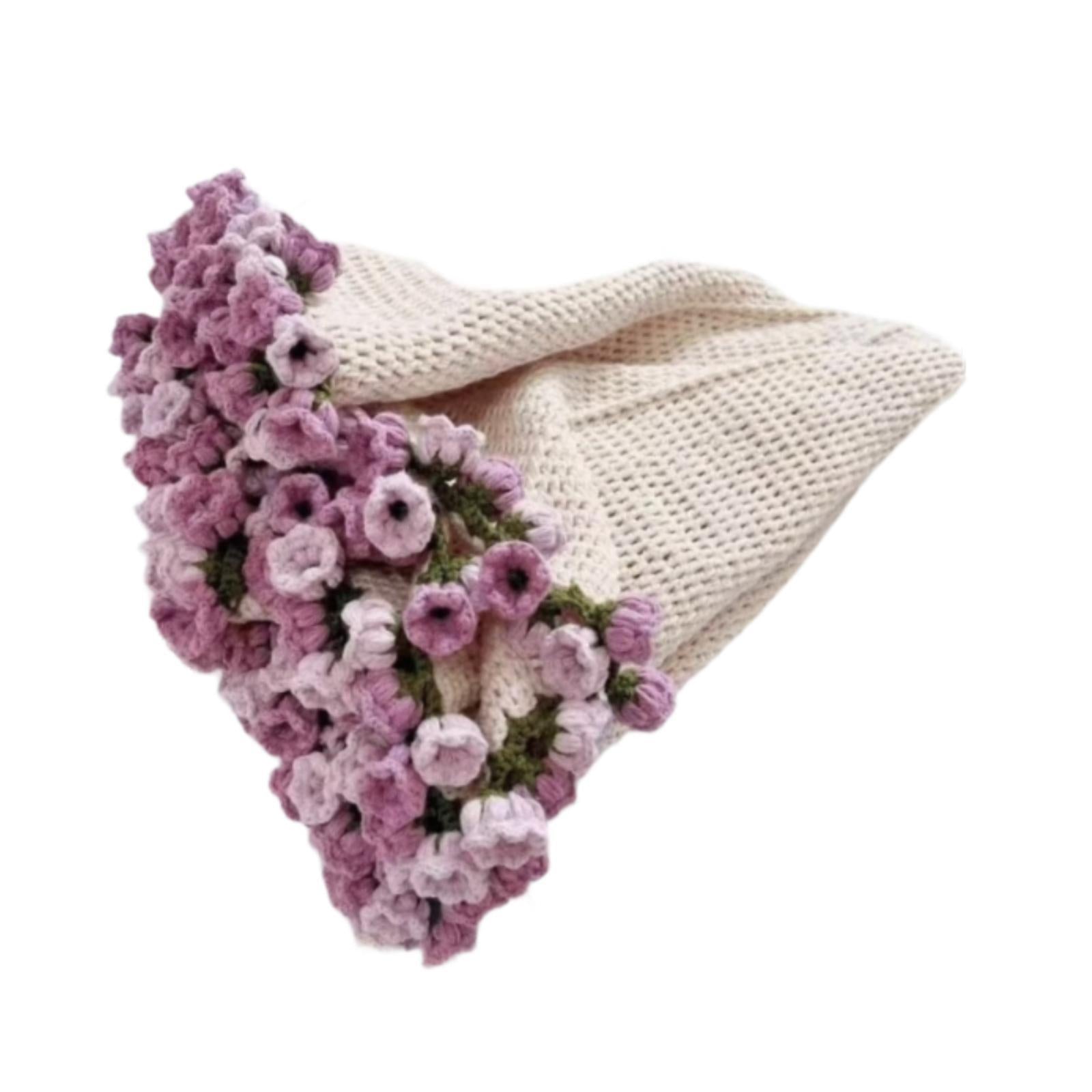 Bouquet Blanket Crocheting Kit Material Package for Starter Beginners Adults Violet