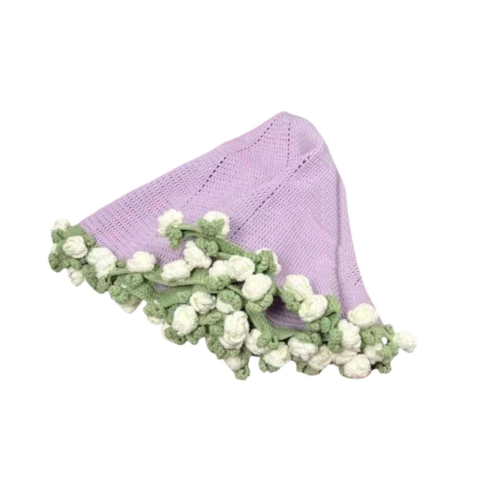 Bouquet Blanket Crocheting Kit Material Package for Starter Beginners Adults White