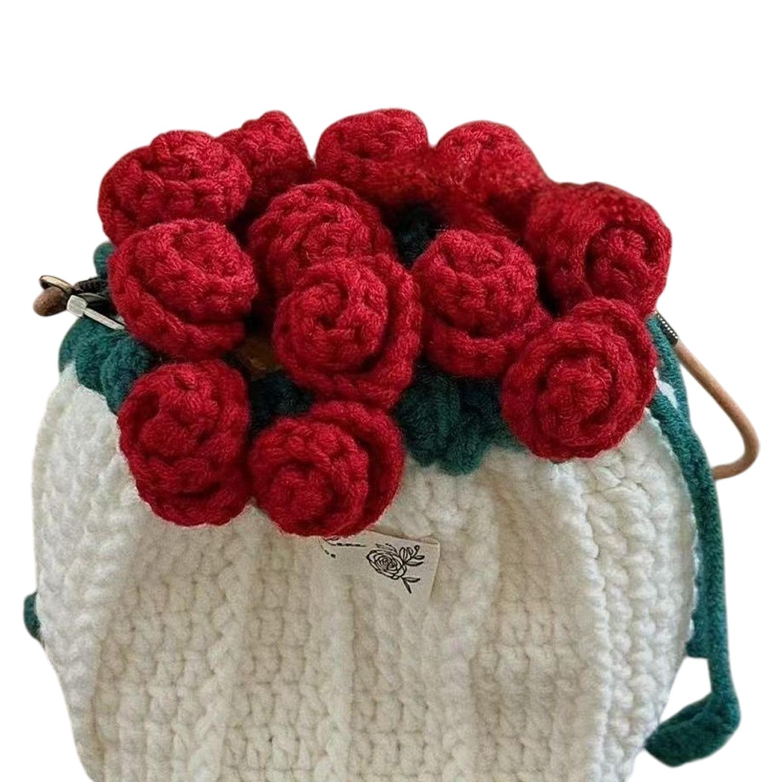 Crochet Bag Materials Fashion Rose Drawstring Pouch for Travel Beach Holiday Drawstring Bag