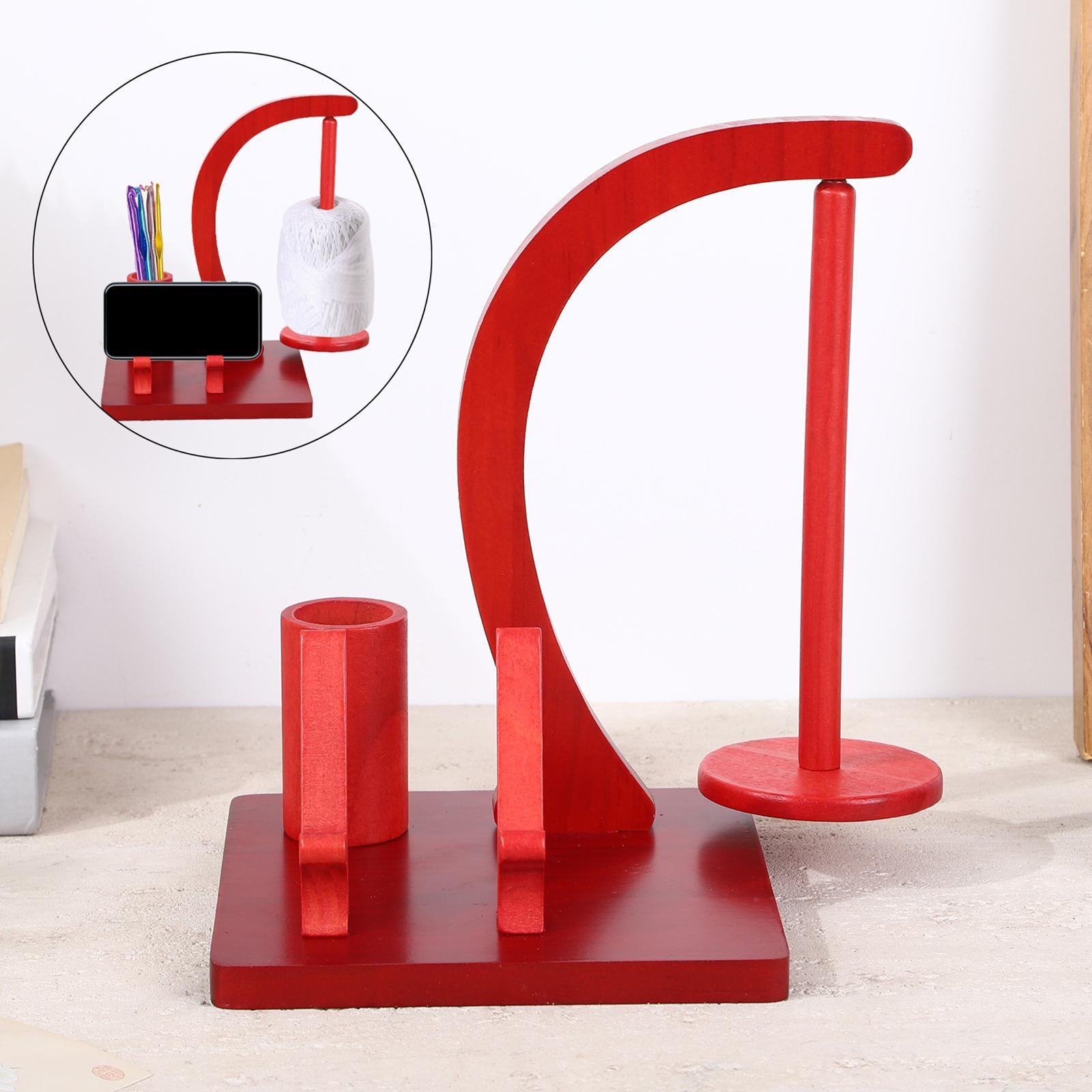 Wooden Yarn Holder Arts Crafts with Phone Holder Gifts Spool Rack for Sewing