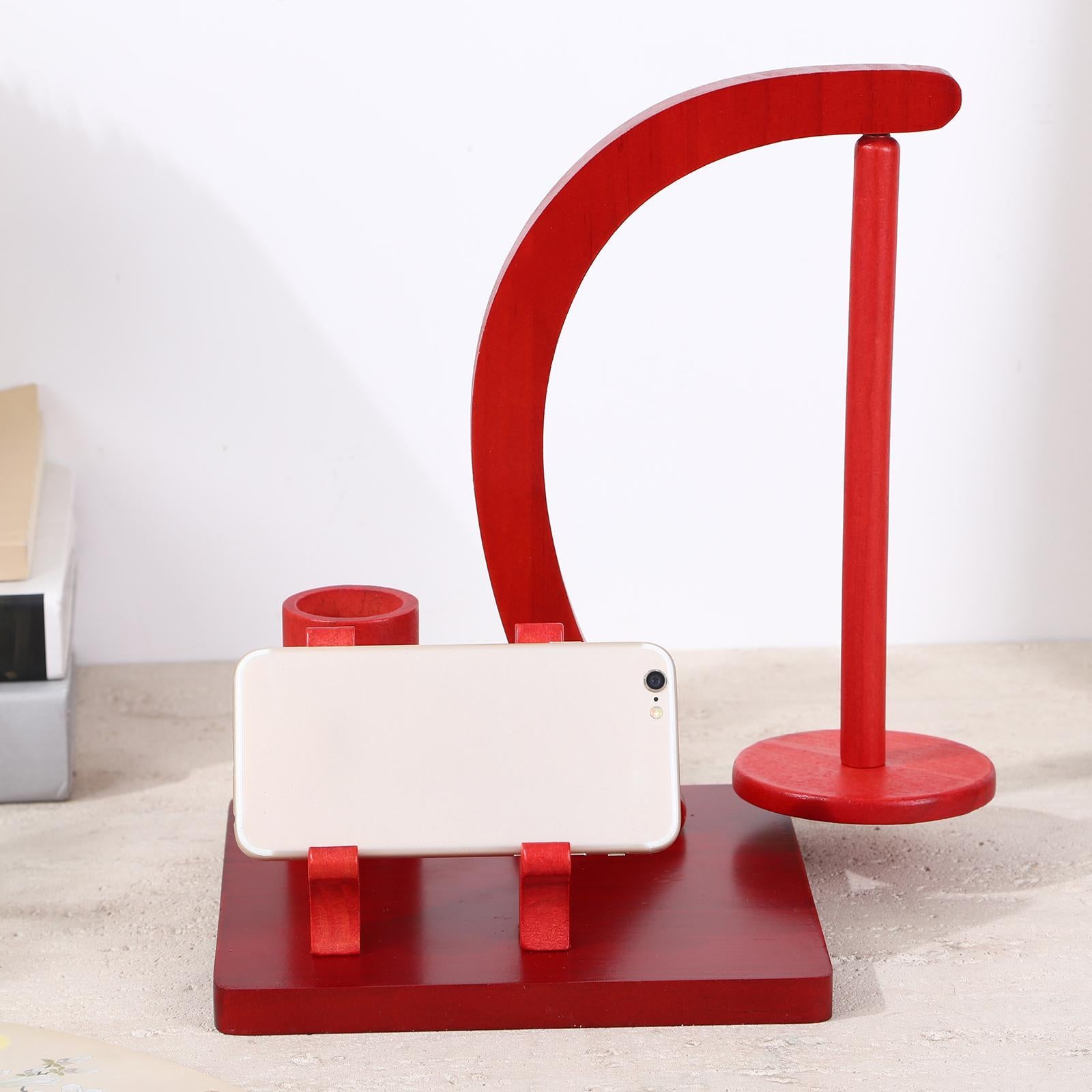 Wooden Yarn Holder Arts Crafts with Phone Holder Gifts Spool Rack for Sewing